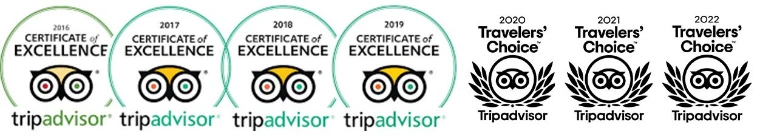 Trip Advisor Travellers choice every year since 2016